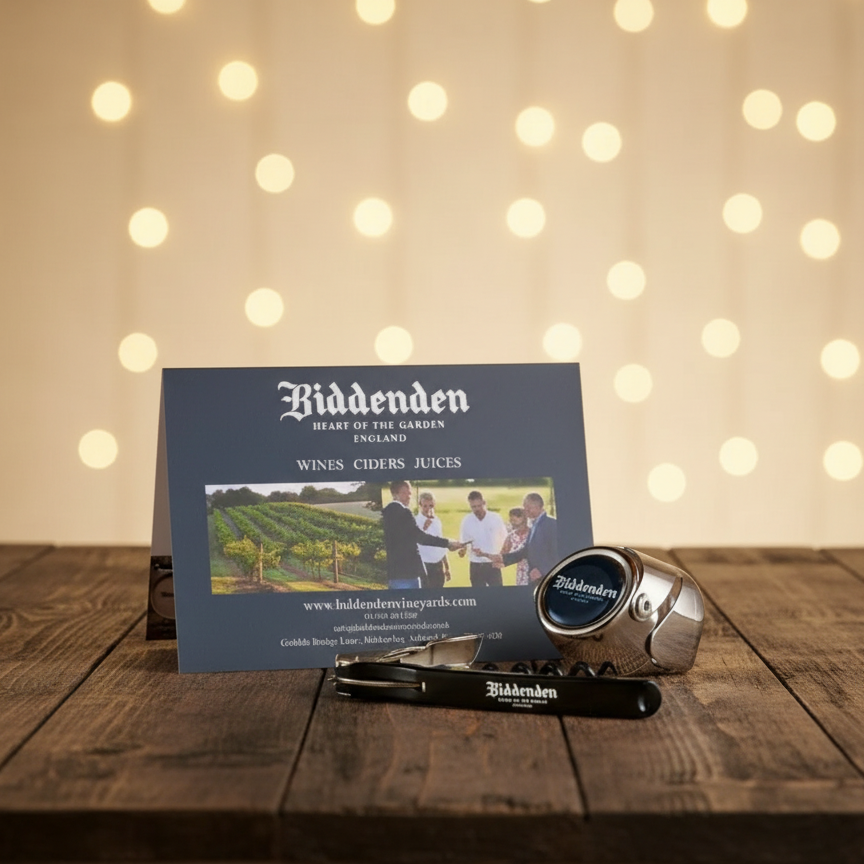 Biddenden Corkscrew & Sparkling Topper on Festive Background